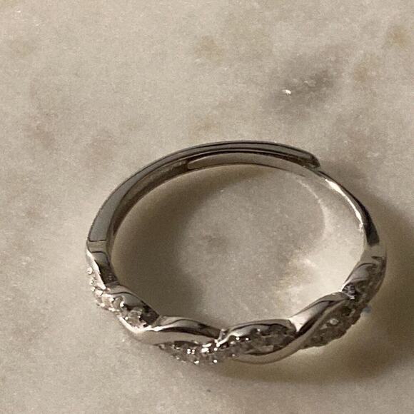 925 sterling silver ring cz stone twist adjustable - Picture 6 of 9